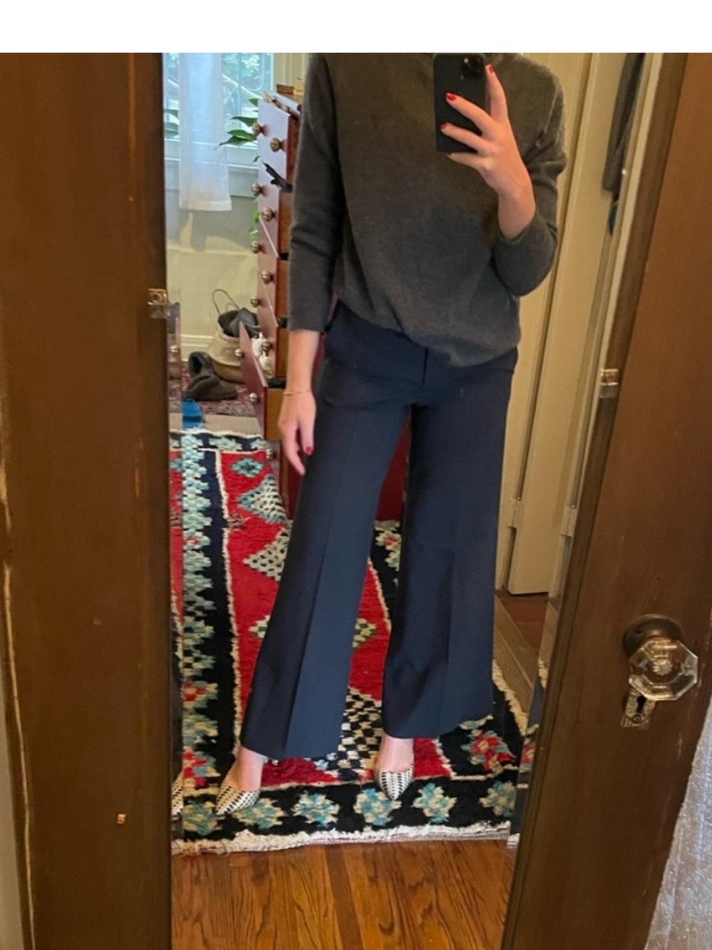 Theory Navy Wide-Leg Dress Pants